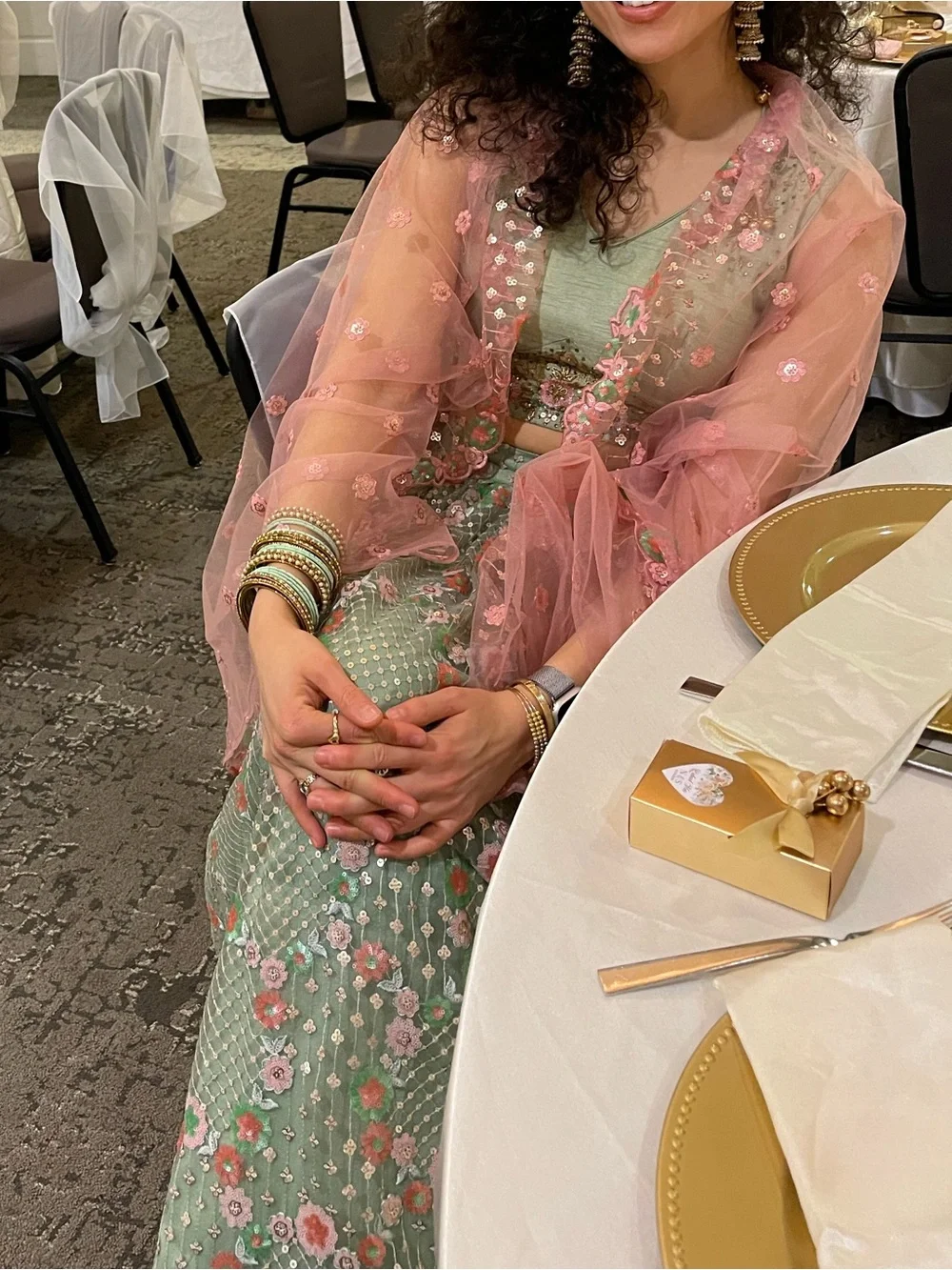 Sage Green Floral Lehenga